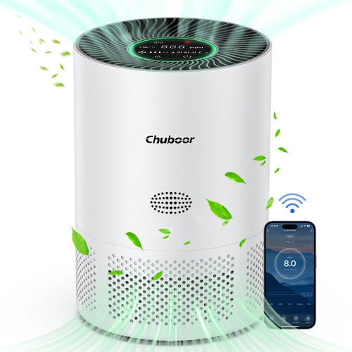 Chuboor Air Purifiers for Home H13 True HEPA for Bedroom Room kitchen washroom for Smoke and Dust Pollen Odors PM2.5 Detection 185m ³/h CADR supports Tuya app for 30-40 square meters of Clean Purifier Effectively improve air quality allergen